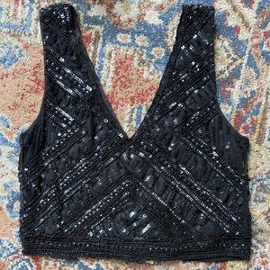 RAGA black sequin crop tank